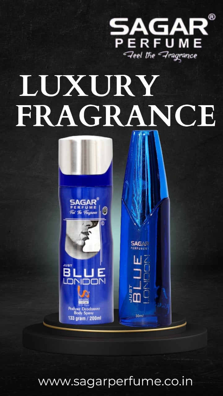 "Dive into London's Essence with Sagar Perfume: Where Blue Meets Elegance"