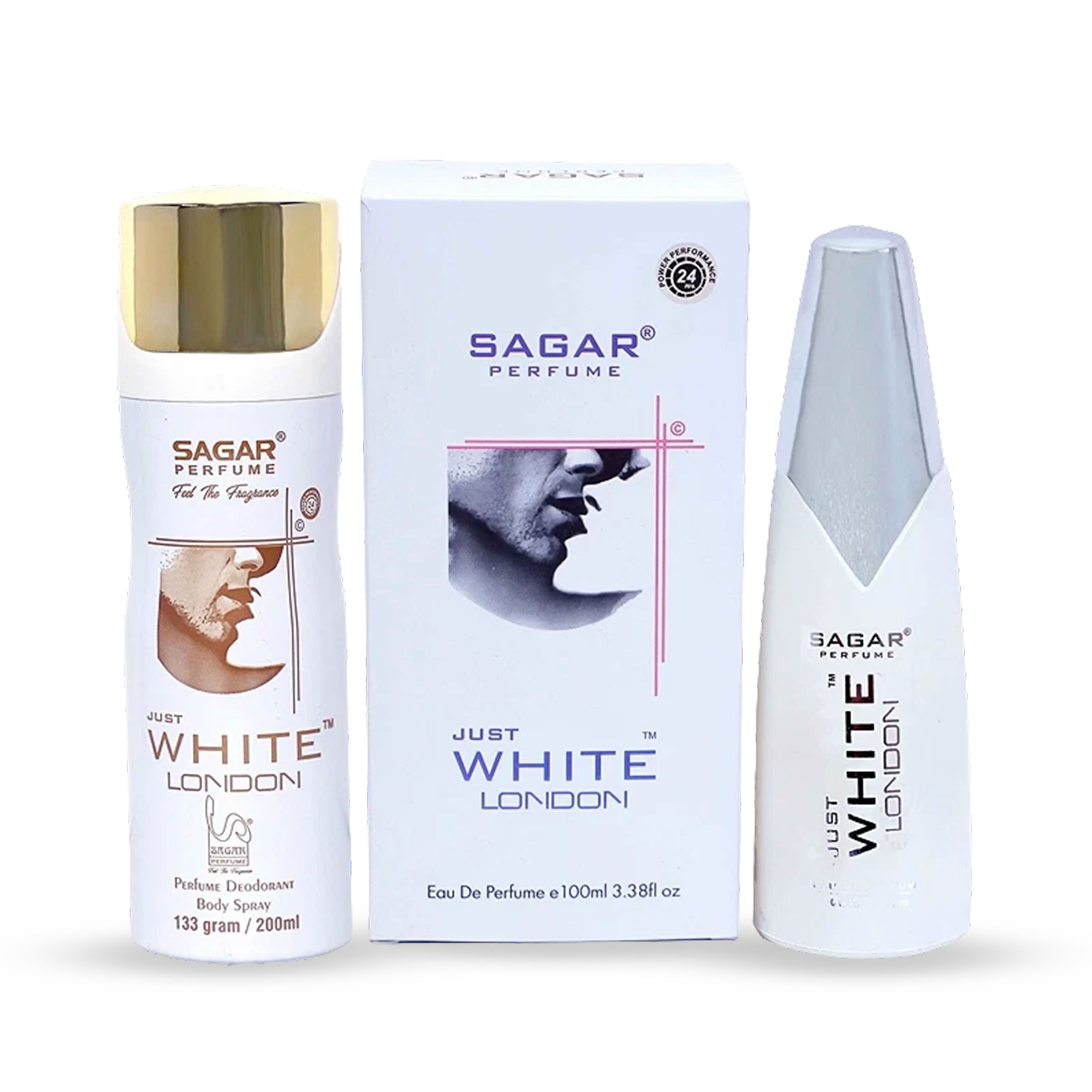 Sagar Just White London Deodorant And Perfume Combo